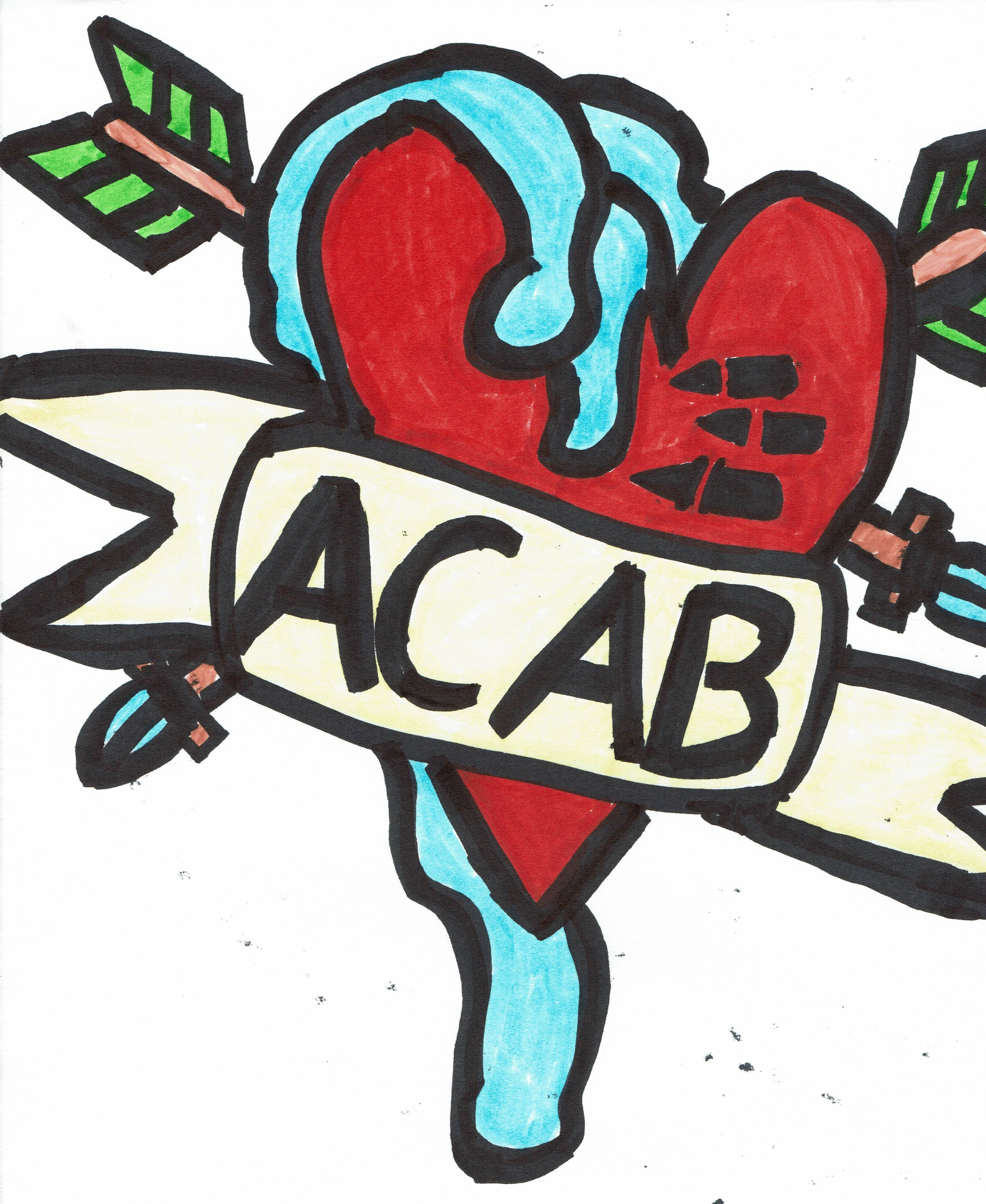 another Ink Master inspired doodle, this time a classic American heart with ACAB written in the middle instead of Mom